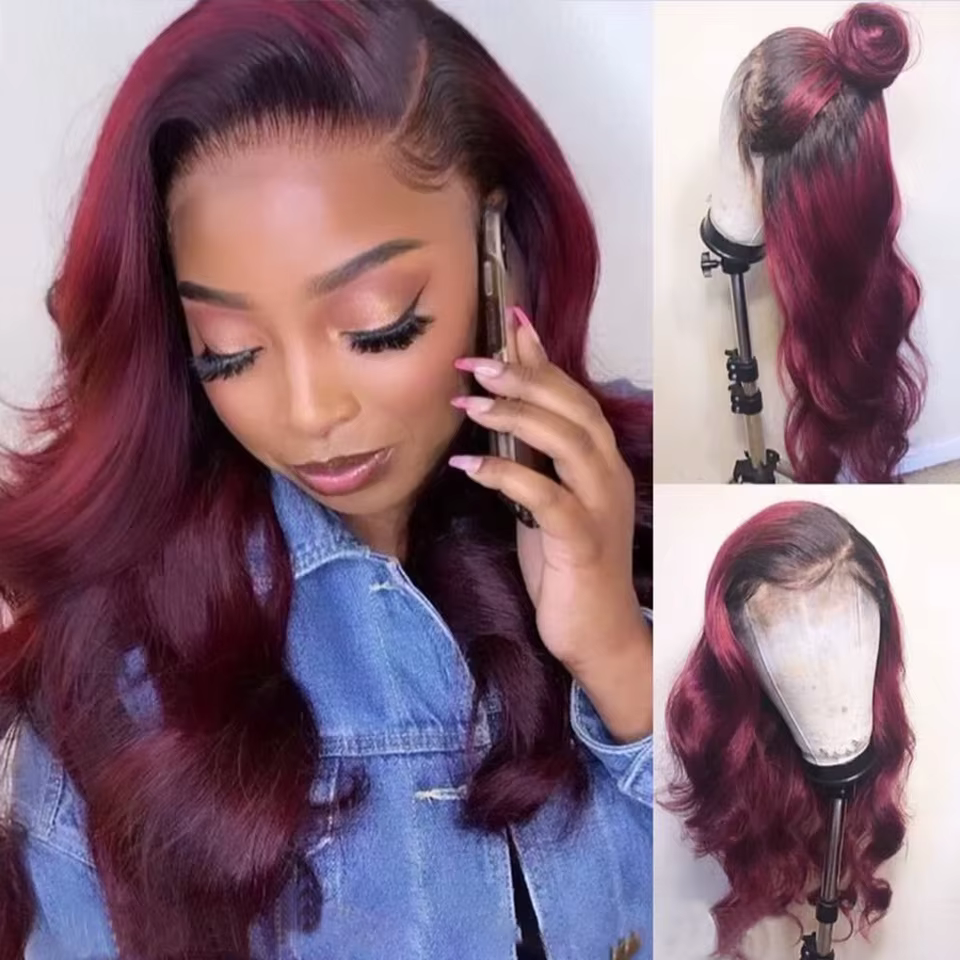 Perruque Lace Frontal Wig Body Wave naturelle, cheveux blond miel ombré, 13x4, 4x4, 180%, pour femme