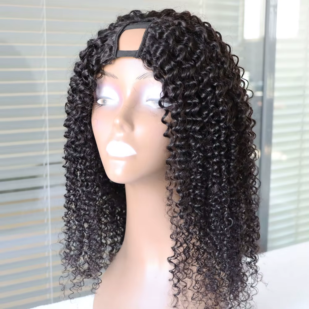 Perruques de cheveux humains crépus bouclés U partie perruque de cheveux bouclés V forme perruques f