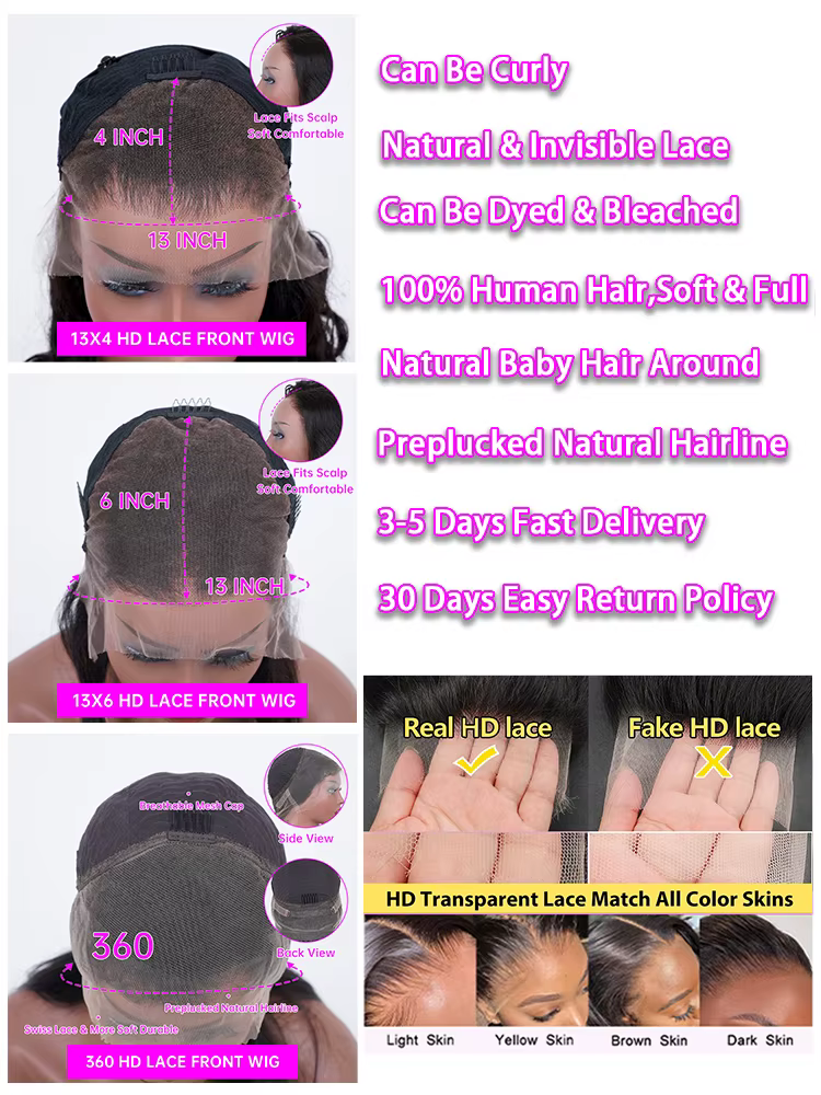 Perruques en cheveux humains 13x6 360 HD Lace Front pour femmes noires, densité 250, lisses comme de
