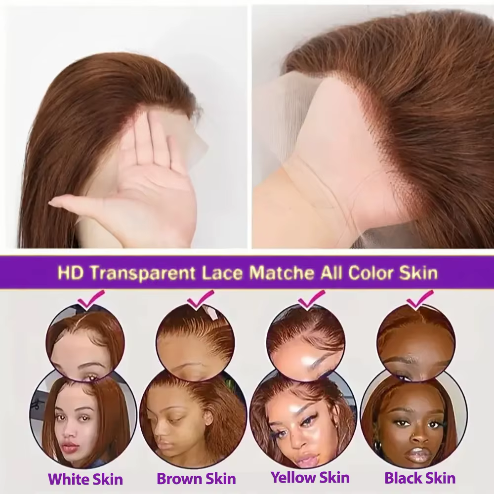 Brun Chocolat 13x6 Perruques Cheveux Humains Vietnamien Lisse 13x6 Dentelle Frontale Perruques 100%