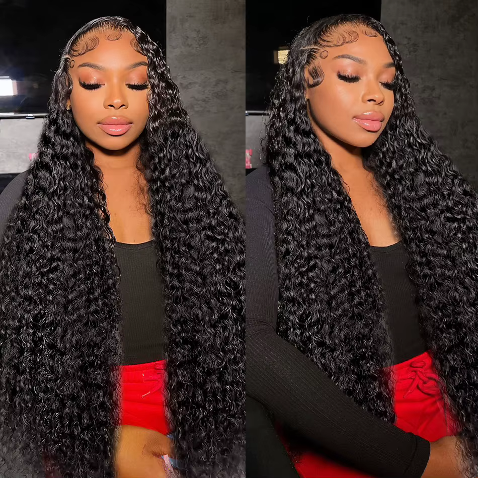 Perruque Lace Front Wig naturelle bouclée-Bling Hair, 13x6, Deep Wave, HD 180%, 36 38 pouces, pour f