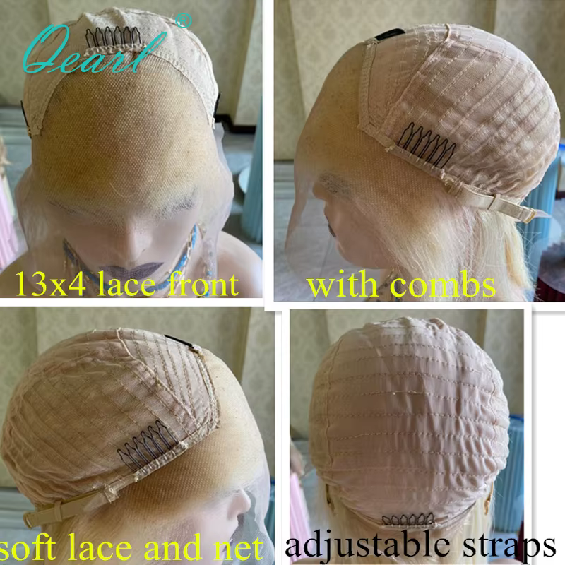 Qearl-Perruque de Cheveux Humains Naturels, Brun Clair, Mèches Blondes Agaçantes, Full Lace, Ultravi