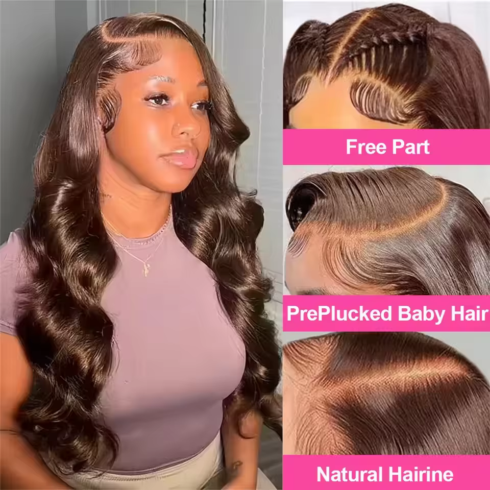 Perruque Body Wave 46 pouces # Perruques frontales en dentelle HD transparente 13x4 13x6 en cheveux
