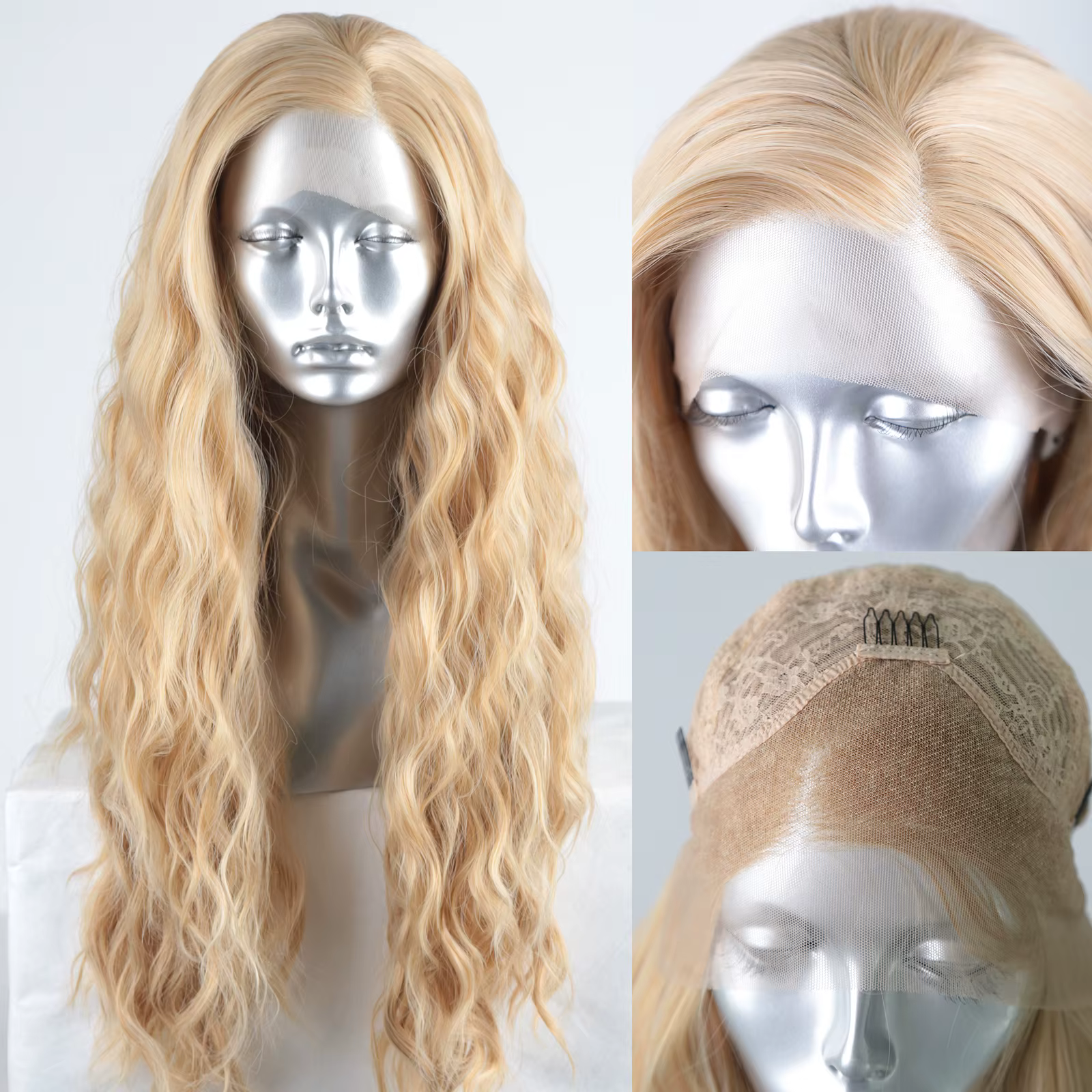 AIMEYA-Perruque Synthétique Blonde Mixte pour Femme, Perruques Frontales en Dentelle, Degré de Chale