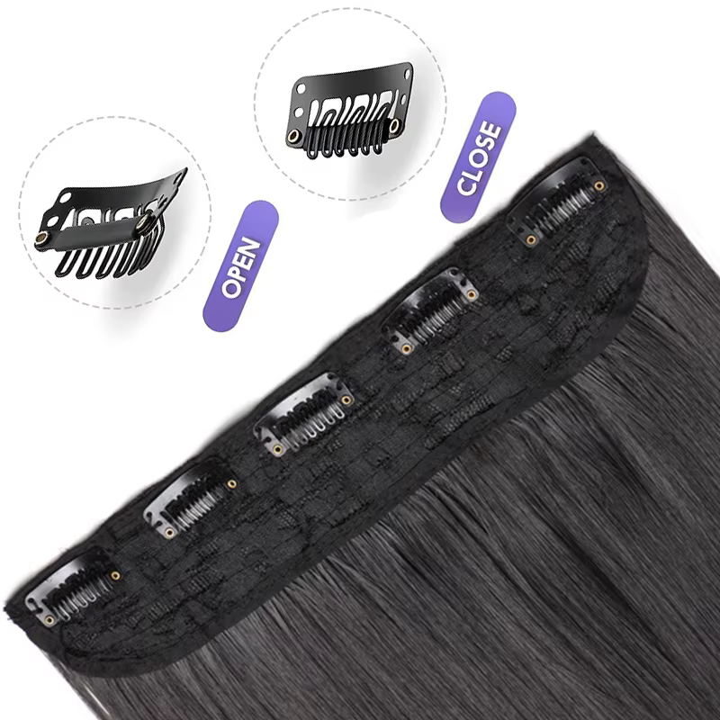 Extension capillaire synthétique épaisse à 5 Clips, postiche longue et lisse, 16 pouces, 20 pouces, 
