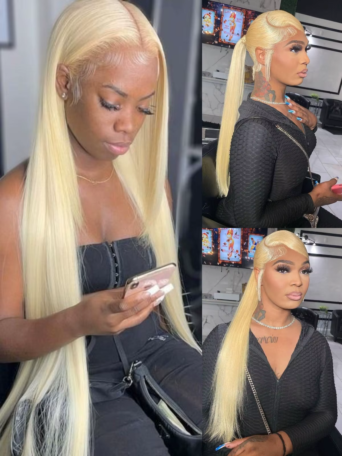 Perruque Lace Front Wig 360 Brésilienne Naturelle, Cheveux Humains, Couleur Blond Miel 613, 13x4, 13