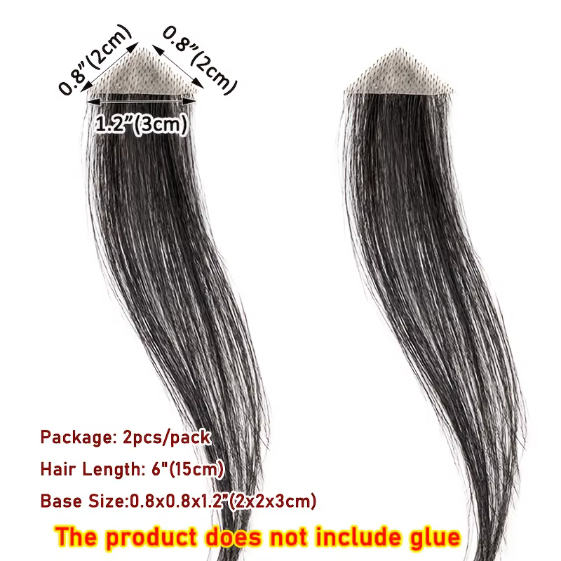 Lot de 2 postiches ultra-fins en PU, conçus pour couvrir les zones clairsemées sur le front, en chev