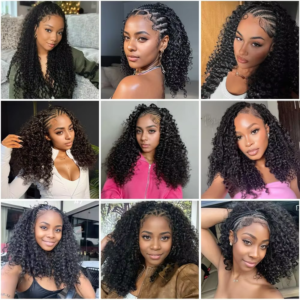 Extensions de cheveux humains bouclés bouddhistes 100 % naturels pour tresses au crochet, style bohè