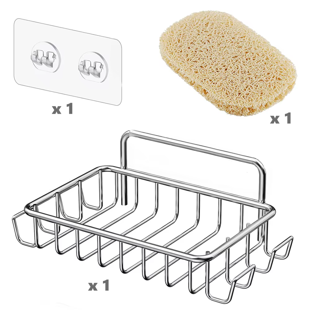 Porte savon en barre avec économiseur de savon et crochets de rasoir pour mur de douche, porte-savon