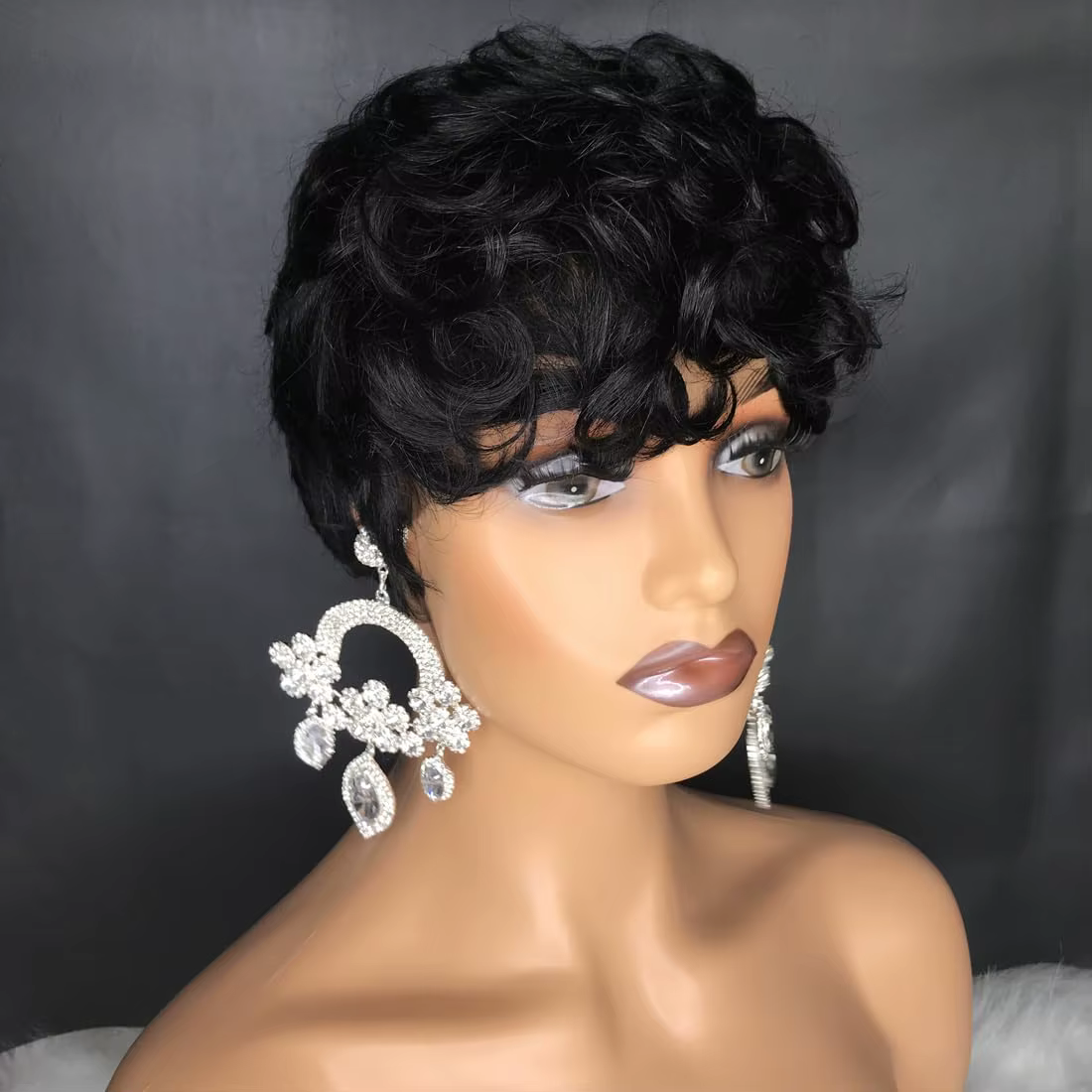 Perruques courtes Pixie pour femmes noires perruques courtes noires bouclées Pixie perruques de chev