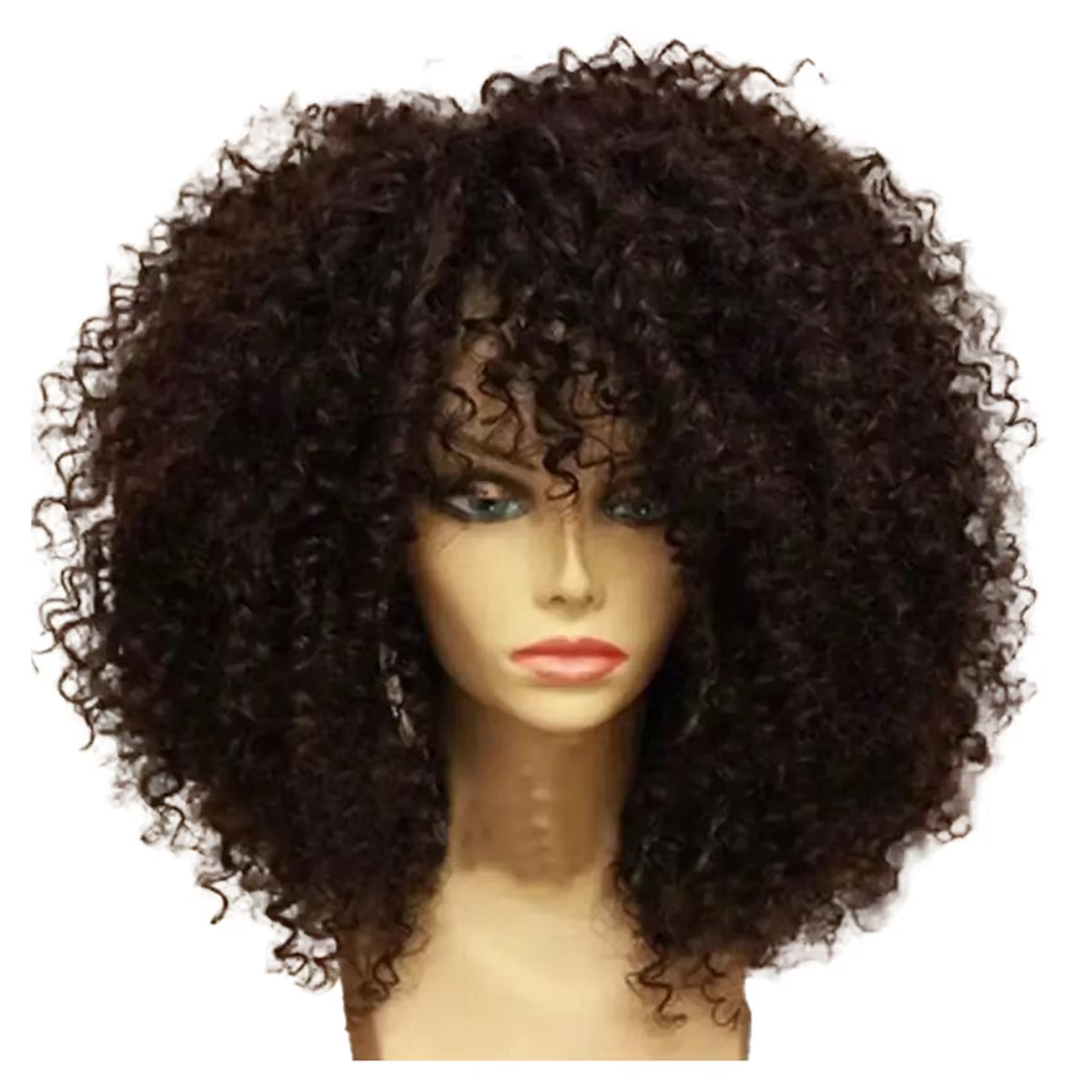 AB51 16 pouces pour perruques de cheveux afro avec frange fibre synthétique douce aucune perruque de