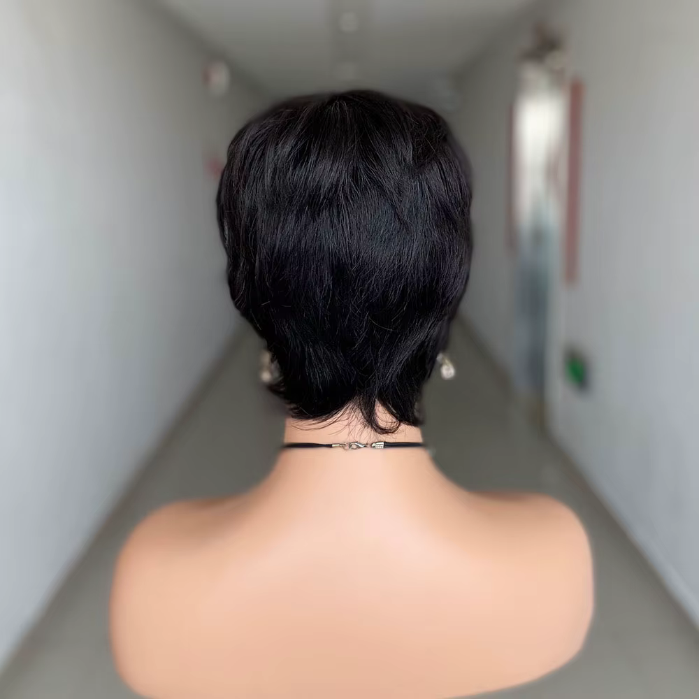 Perruque courte coupe lutin cheveux humains prêt à porter perruques de cheveux humains brésiliens po