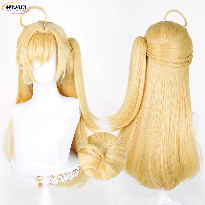 Perruque de Cosplay Anime Cissia, 72cm de long, queue de cheval droite tressée, cheveux synthétiques
