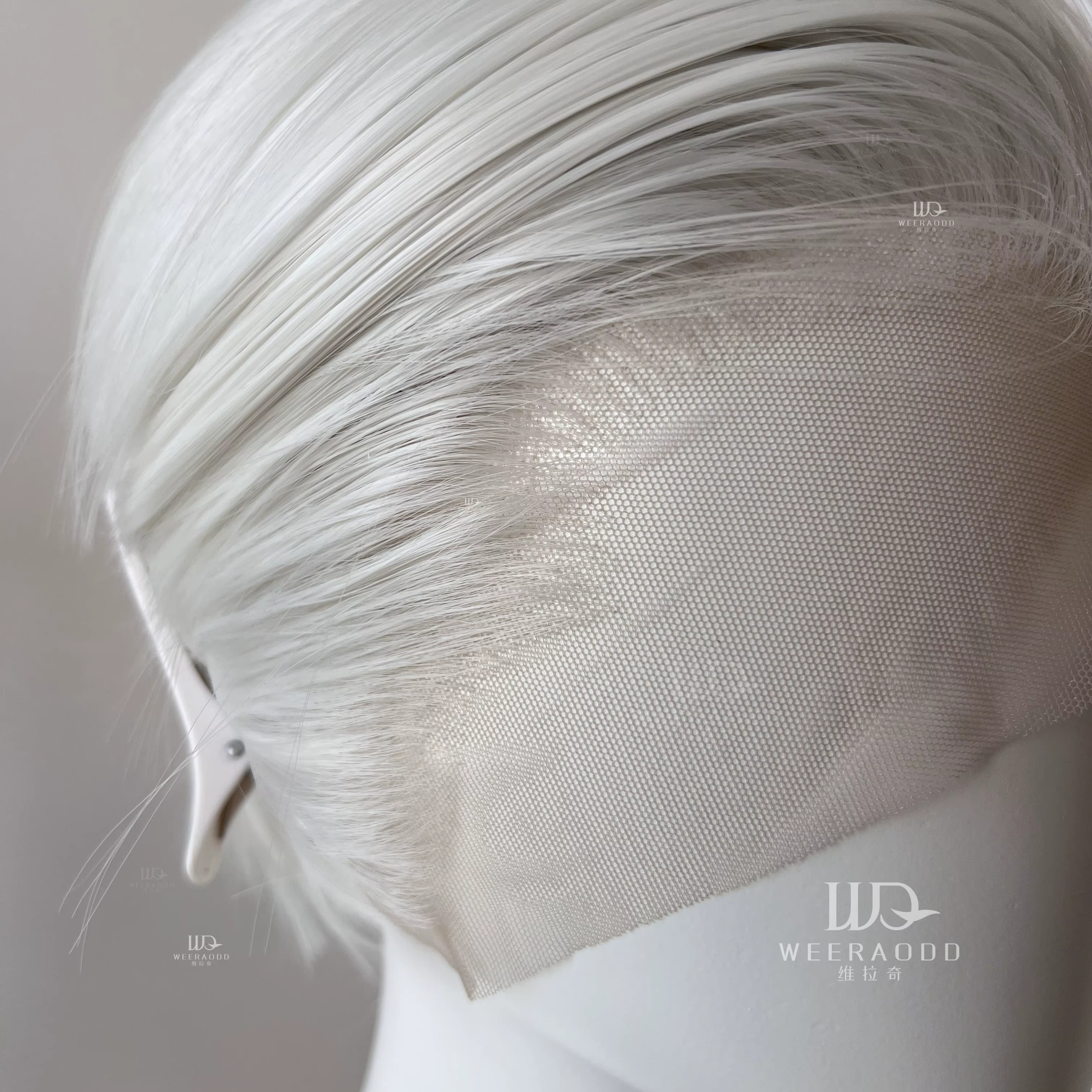 Perruque Lace Front Wig synthétique courte blanche, 8 pouces, 13x4, Blonde argentée, en Fiber résist