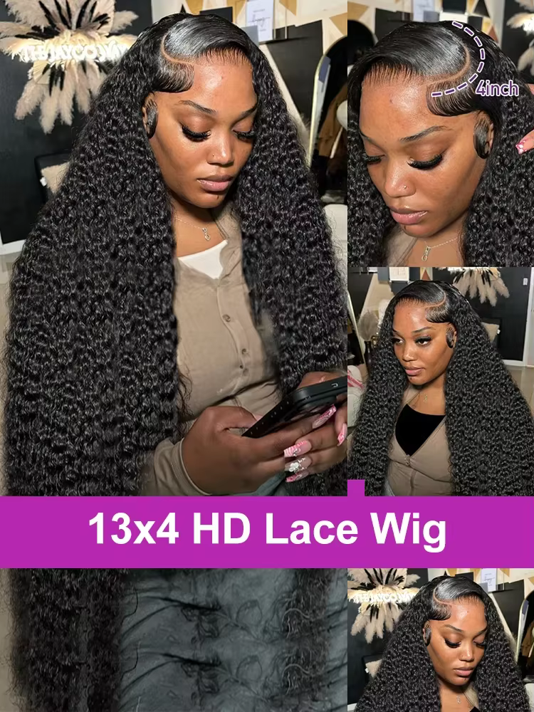 Perruques Deep Wave en cheveux humains, 46 pouces, 13x4 13x6, dentelle HD transparente, perruques fr