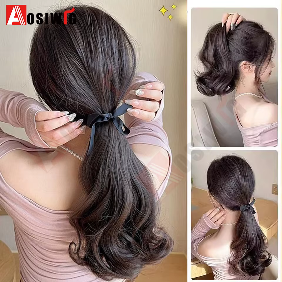 AOSI synthétique vague courte queue de cheval Extensions de cheveux cordon attaché à la queue de che
