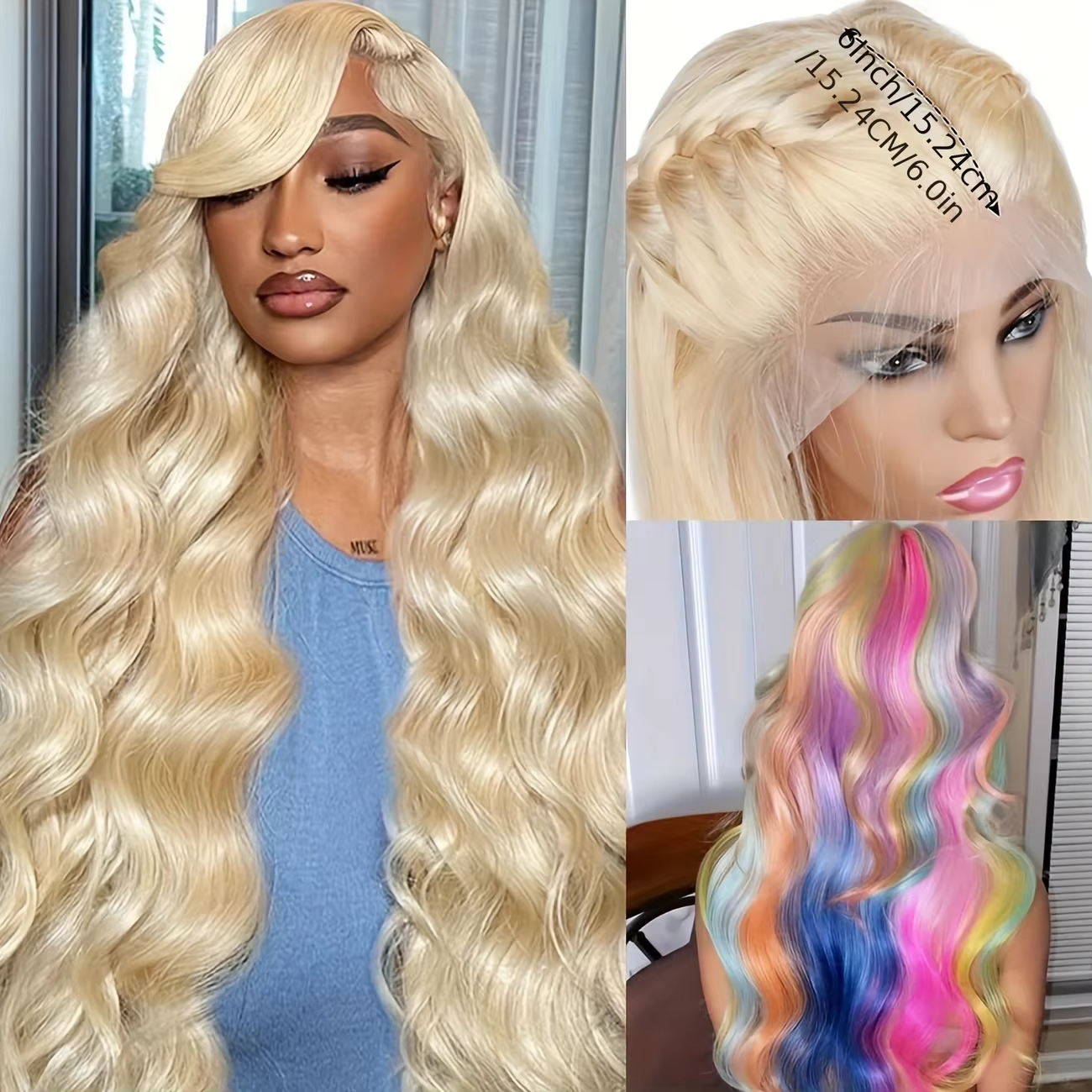 Perruques de cheveux humains blondes 613, ondulées, avec dentelle transparente HD 13x4 13x6, densité