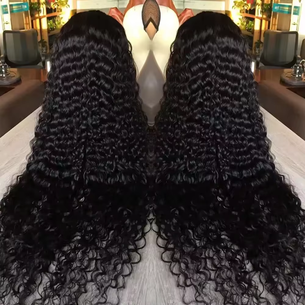 Perruque en cheveux humains à dentelle frontale HD Deep Wave 13x4, 42 pouces, perruque à dentelle fr