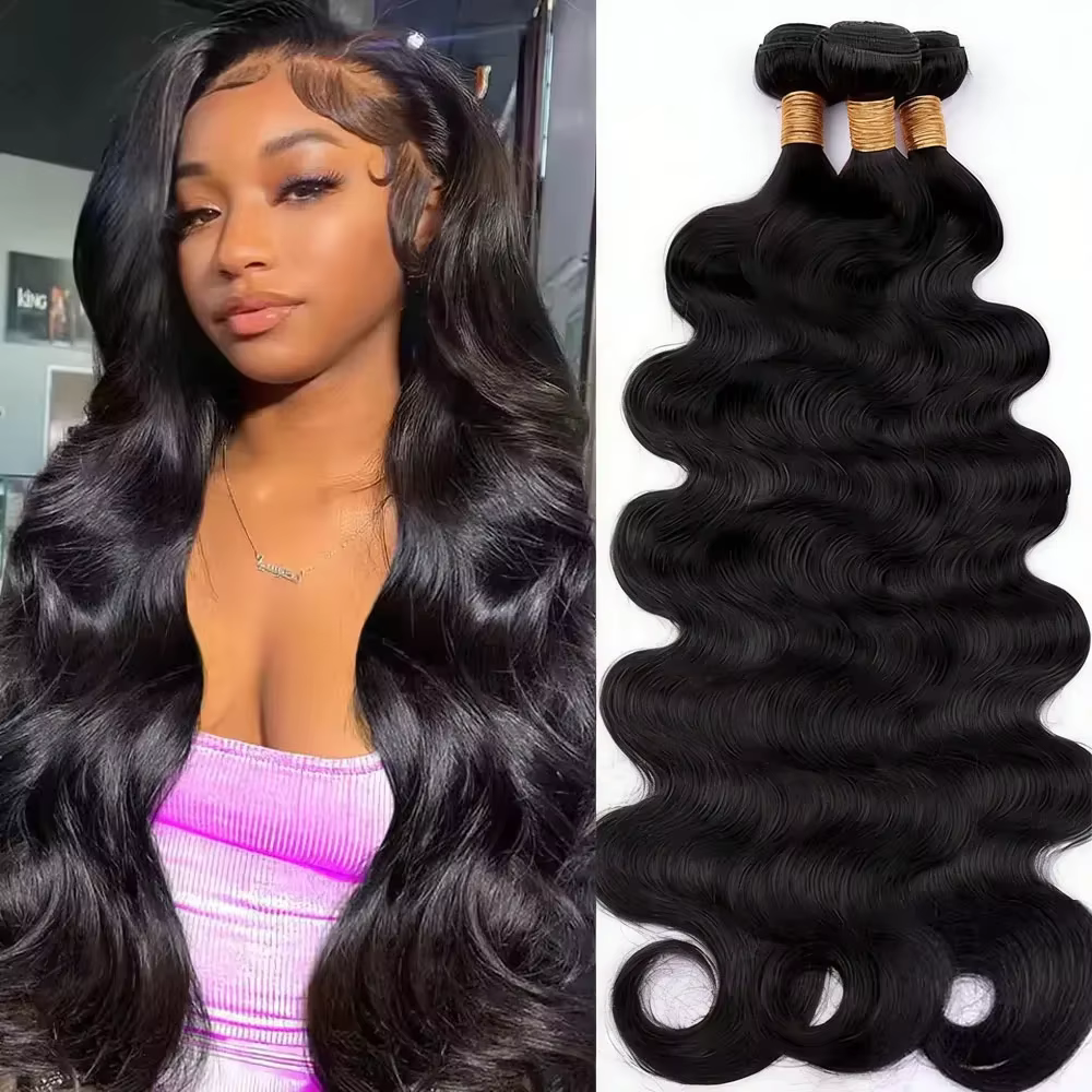 Extensions de cheveux humains naturels brésiliens vierges non traités 12A, ondulés, 42 pouces, noirs