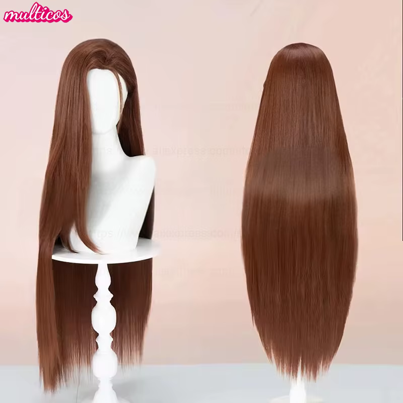 Perruque de Cosplay Hyuna de haute qualité, cheveux synthétiques longs et lisses, bruns, résistants 