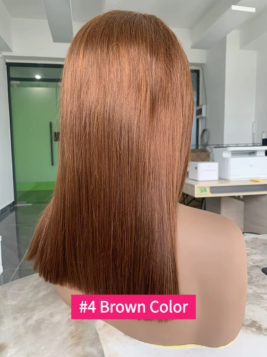 100% 250 densité 13x4 Bob cheveux humains bruts dentelle avant perruque vietnamienne droite 4 couleu