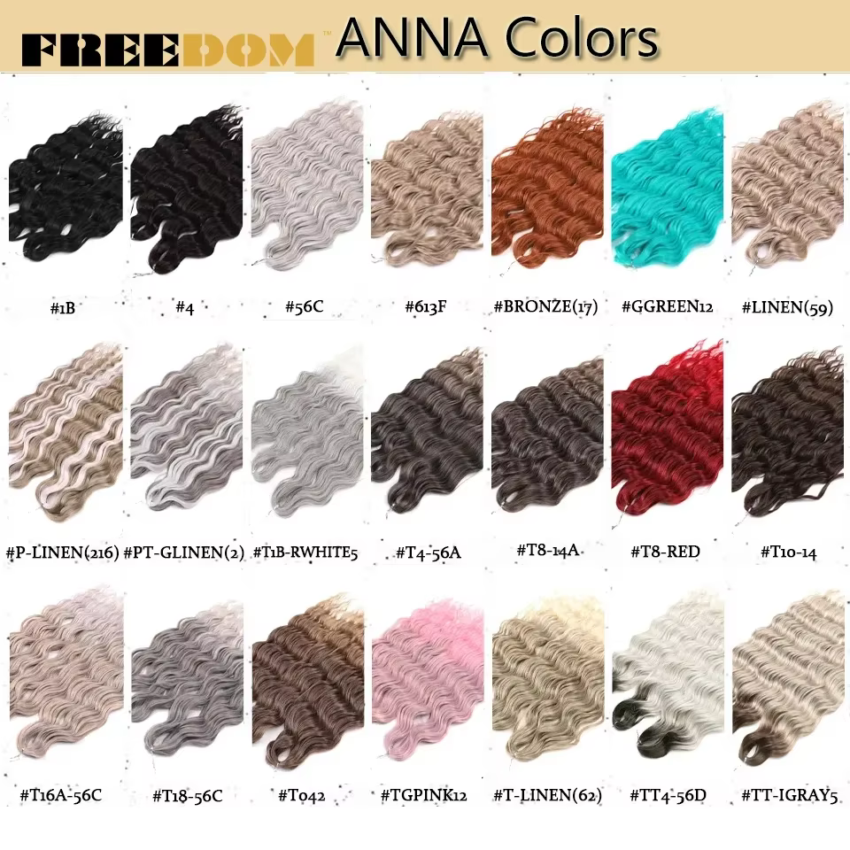 FREEDOM Extensions de cheveux tressés synthétiques ondulés profonds 24 pouces longs tresses bouclées