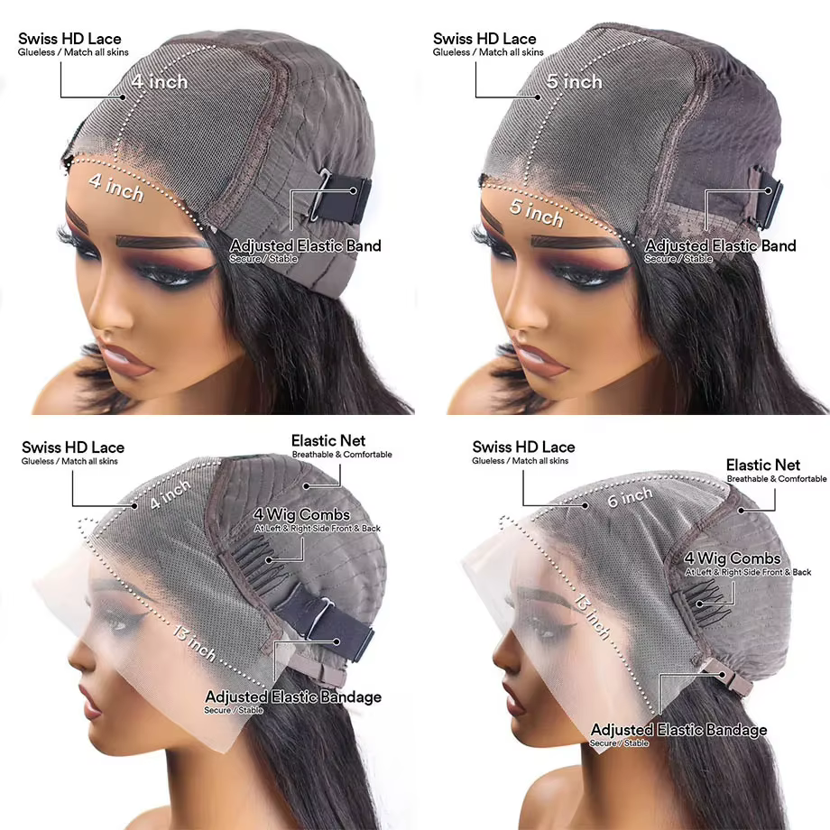 Perruque Lace Frontal Wig naturelle sans colle HD, cheveux lisses, pre-plucked, 5x5, prêt à porter,