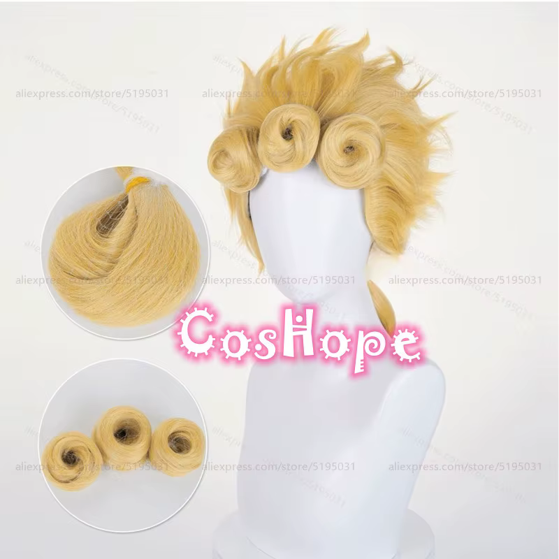 Giorno Giovanna Cosplay perruque 58 cm courte GIOGIO perruque dorée Cosplay résistant à la chaleur p