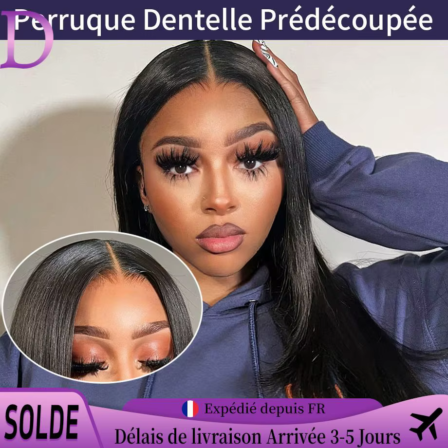 Dialola Perruques Cheveux Humains Sans Colle à Fermeture Dentelle 5X5 4X4 Perruques Lisses En Fronta