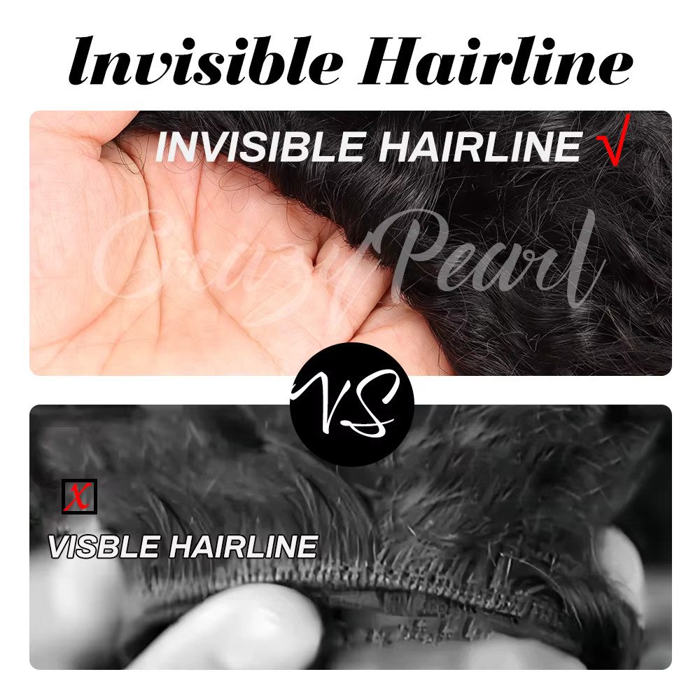 CrazyPearl Demi-perruque 3 en 1 en cheveux humains, densité 200%, bouclée crépue, sans couture, à po