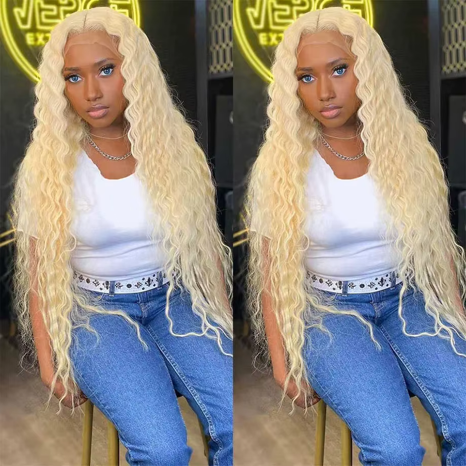 Nadine Blonde 613 dentelle avant perruques 13x6 Hd dentelle perruque vague profonde 13x4 dentelle av