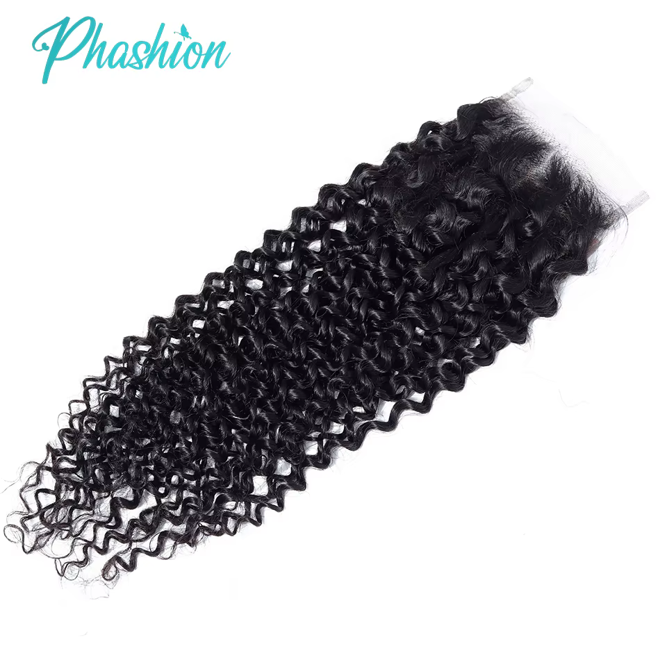 Phashion crépus bouclés oreille à oreille 13x4 dentelle frontale transparente suisse 4x4 fermeture p