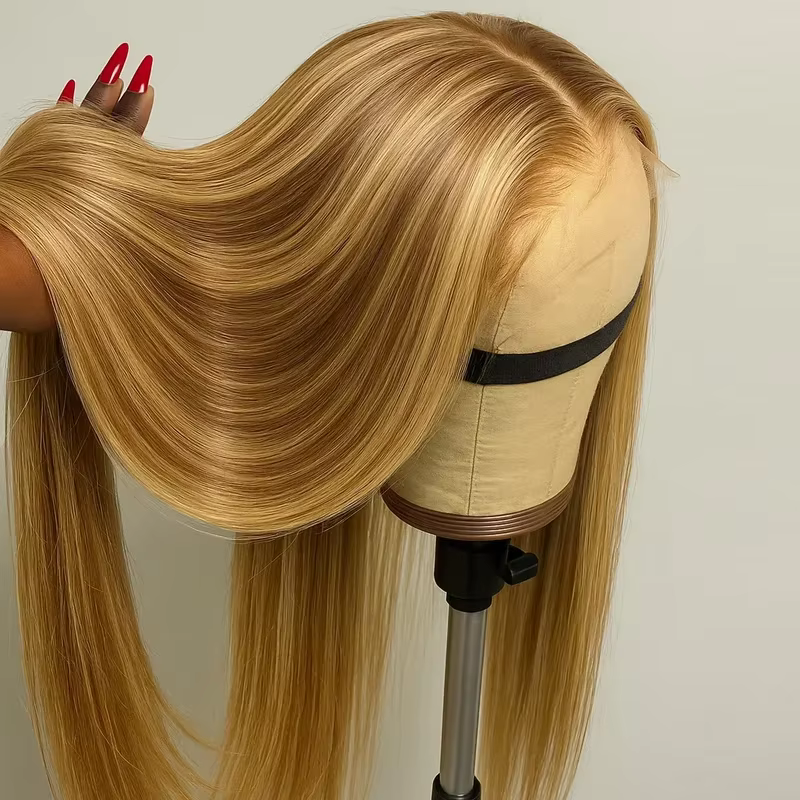 Perruque Lace Front Wig naturelle lisse sans colle, cheveux humains, naissance des cheveux pré-épilé