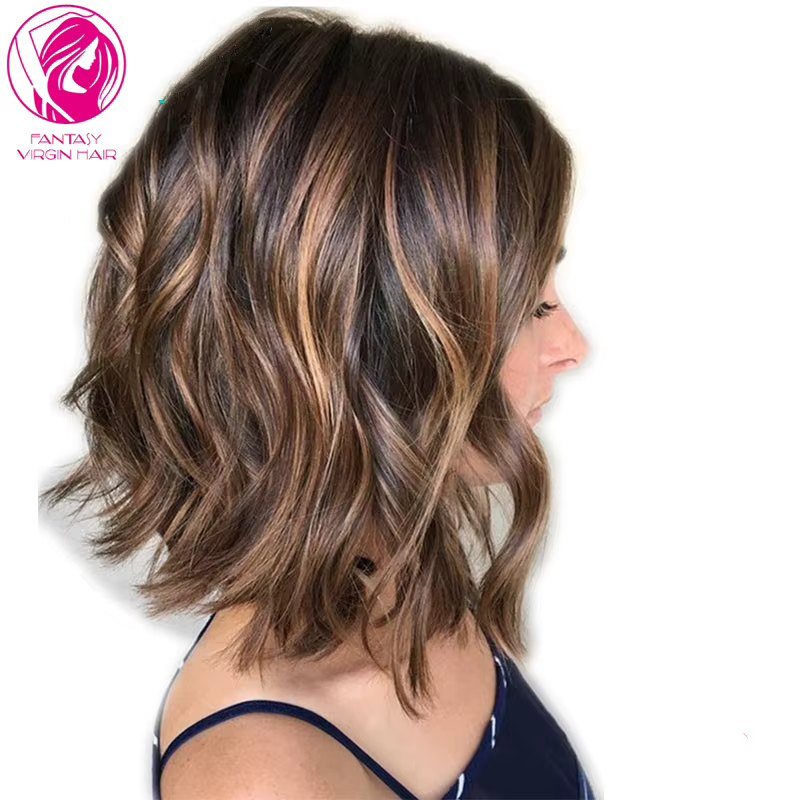 100% réel perruque de cheveux humains brun miel blond met en évidence dentelle frontale perruques co