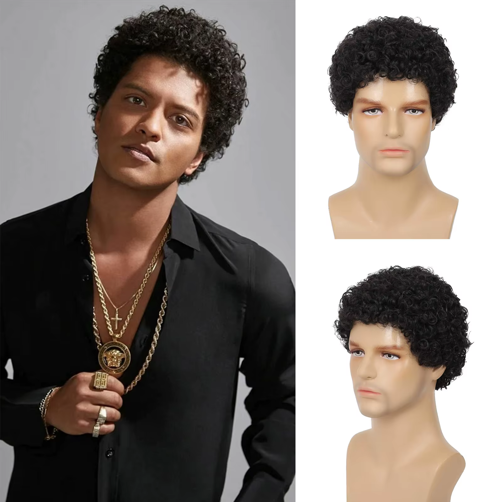 Tereshar synthétique hommes bouclés Afro perruques courte perruque bouclée pour homme gars Rocker pe