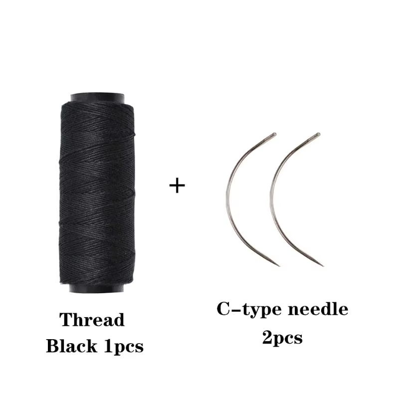 Fils de tissage avec 2 aiguilles en forme de C, fournitures de Salon de coiffure, Crochet, aiguille,