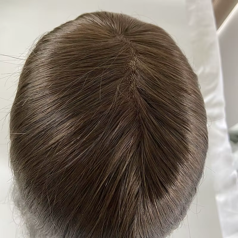 Perruques 100% naturelles Remy fines Mono avec Base Npu pour femmes, postiches longues et lisses