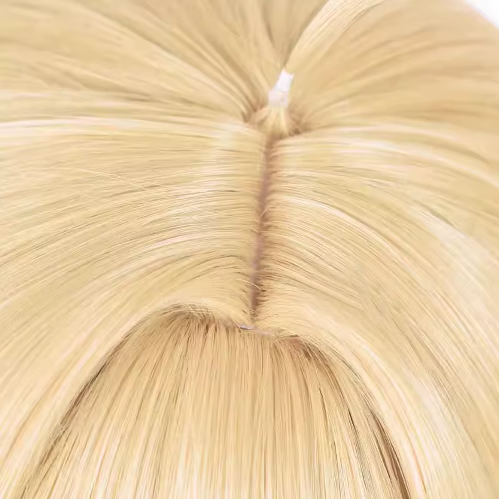 Perruque synthétique courte et lisse à tête de mulet Blonde avec frange, perruque moelleuse de jeu d