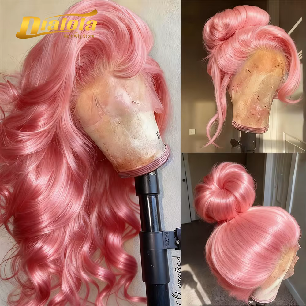 Pink Human Hair Wig Body wave Lace Front Wig 13X4 13X6 Hd Lace Frontal Wig Brazilian Hair 38 Inch Co
