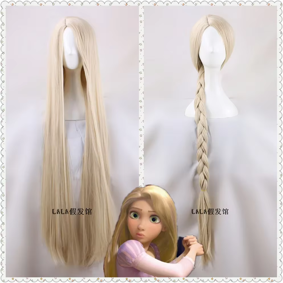 Perruque princesse raiponce pour femmes, 120cm/47 pouces, cheveux longs et lisses, blonds, jeu de rô