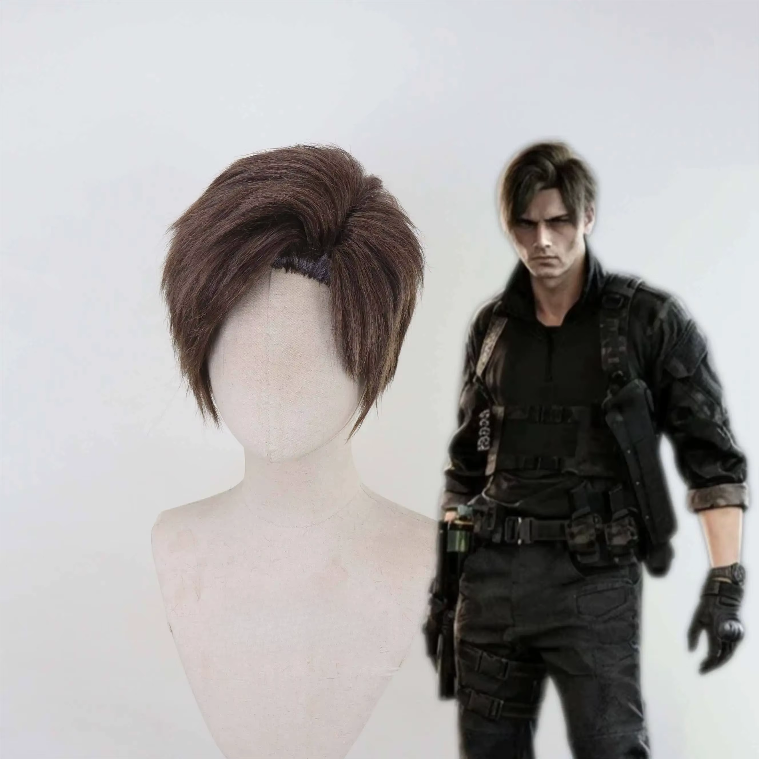 Perruque de cosplay Re9 REQ Leon 2026 pour homme, Evil Requiem Leon Reon Scott S. Kennedy, perruque 
