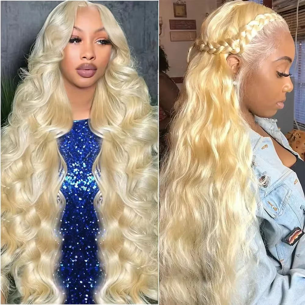 Perruque Lace Closure Wig Body Wave naturelle, cheveux humains, couleur miel 613, blond, 13x6, pour 