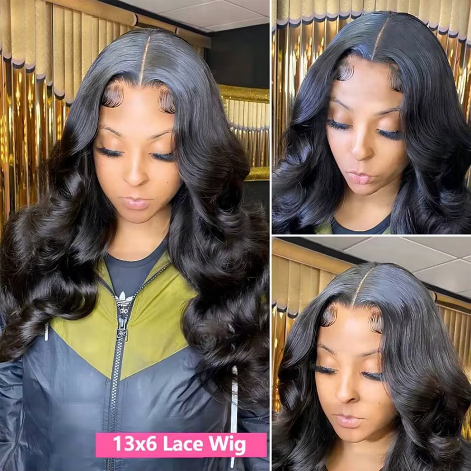 Perruque Full Lace Wig Body Wave Brésilienne Naturelle, 34 Pouces, Pre-Plucked, Transparent, Bling,