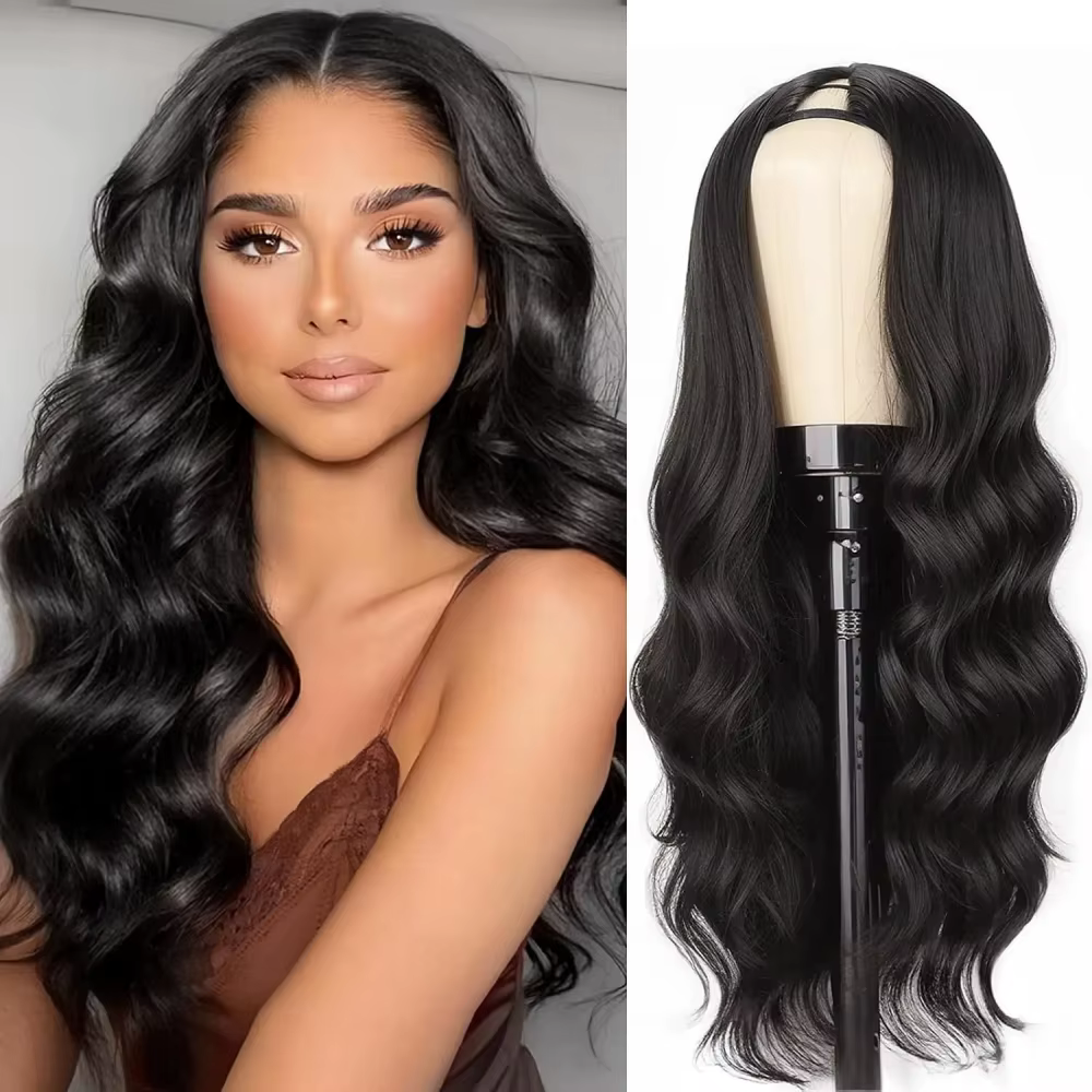 Perruques V-Part sans couture, ondulées, densité 200 %, cheveux brésiliens améliorés, 32 pouces, che