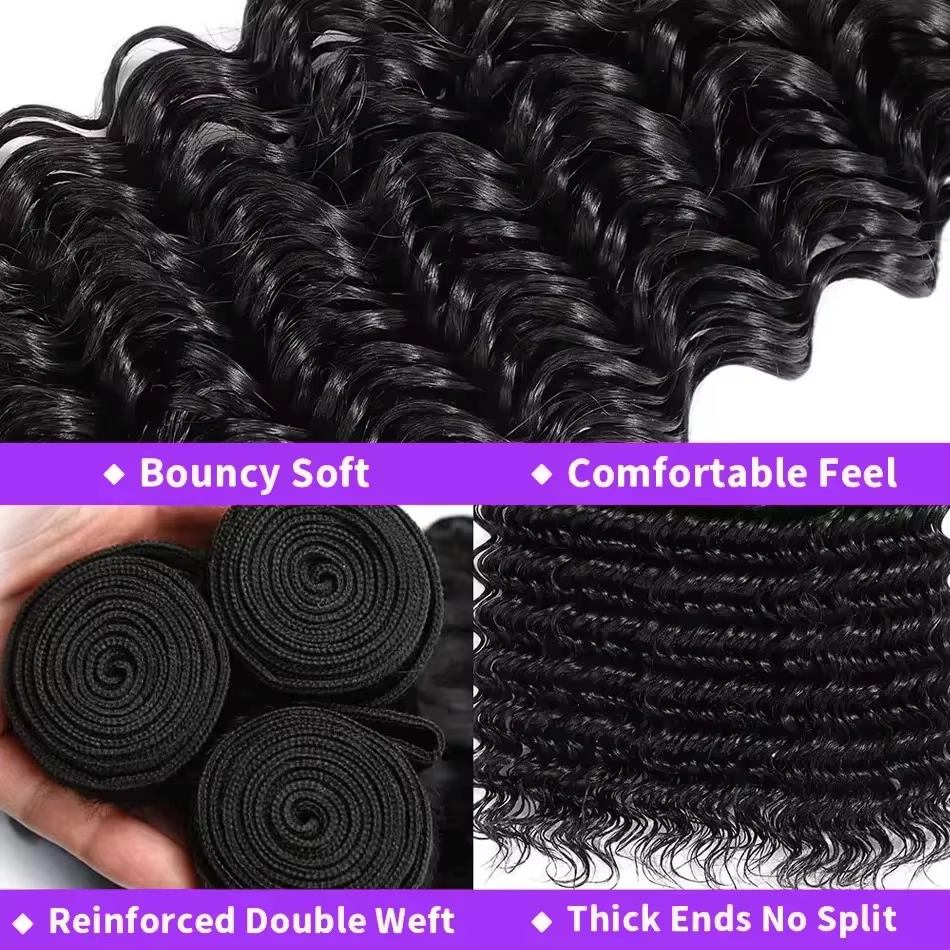 32 34 pouces vague profonde cheveux humains 1 3 4 paquets brésilien vierge Remy non transformés tiss