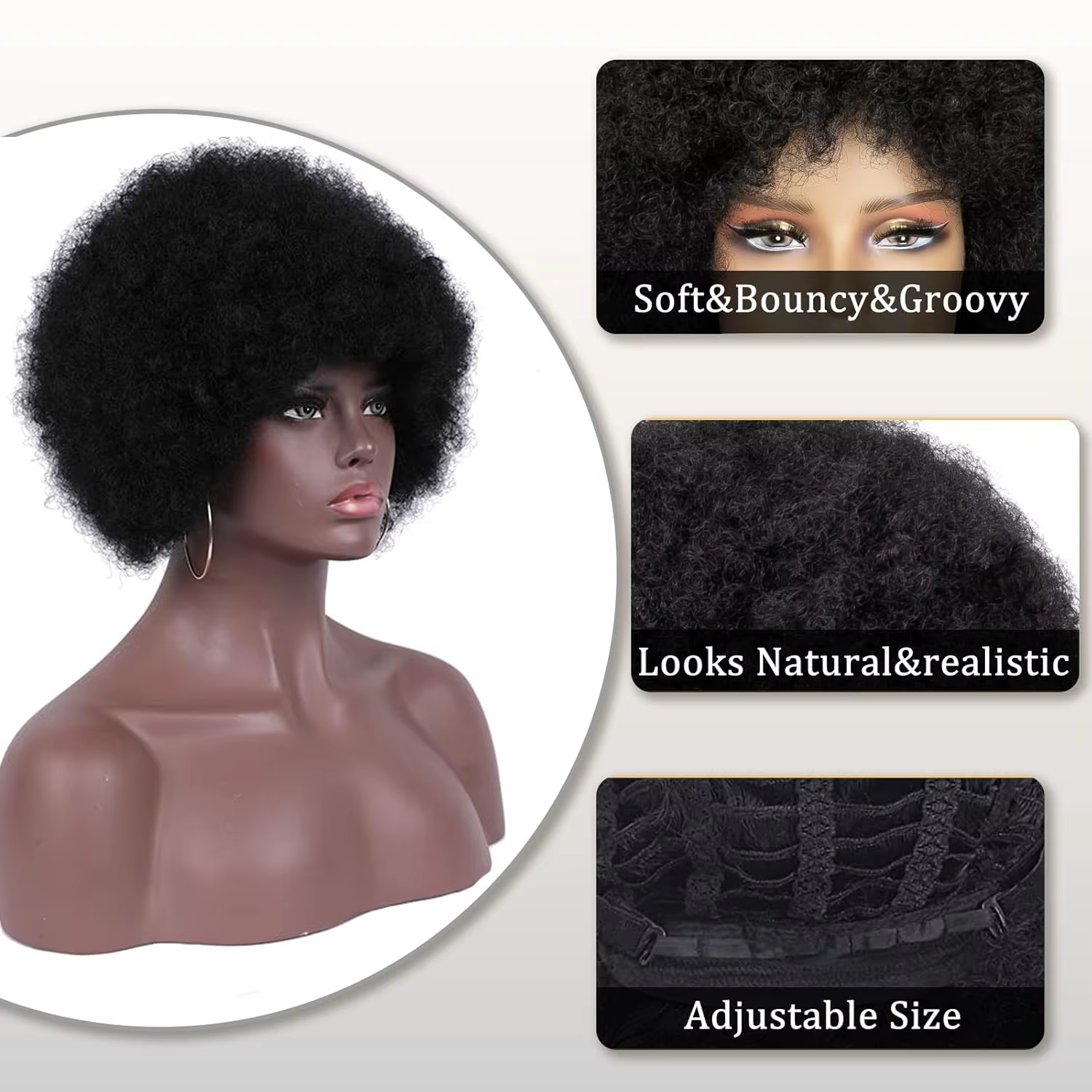 Perruque synthétique Afro bouclée et crépue pour femmes, perruques bouffantes noires et douces des a