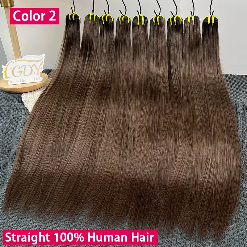 # 2 Bundles de Cheveux Raides Brun Foncé 100% Naturels Vietnamiens Non Traités Bruts Vierge Extensio