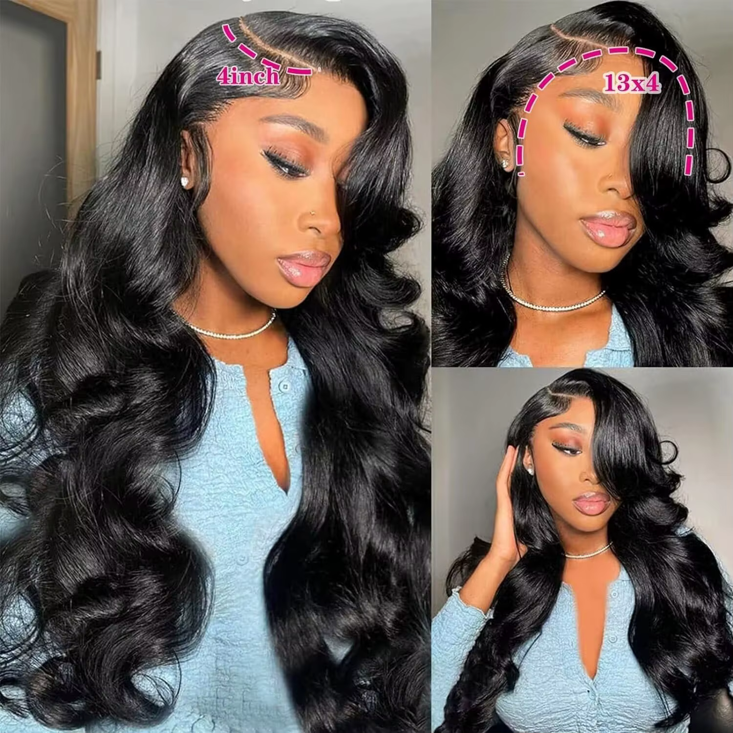 Perruque Lace Front Wig Body Wave Brésilienne Naturelle, Cheveux Humains, 13x4, 13x6, 5x5, 6x4, Pre-
