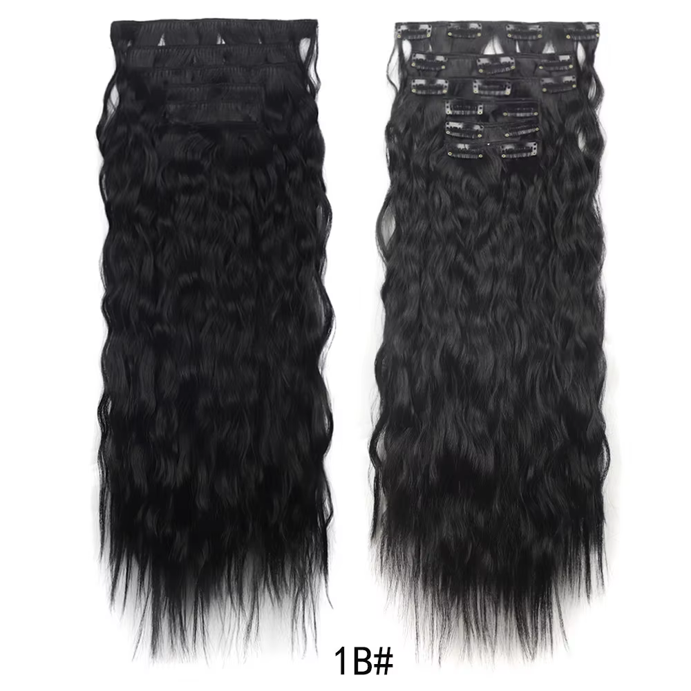 Extensions de cheveux synthétiques ondulées à clipser, postiches bouclées à clipser, extensions de c