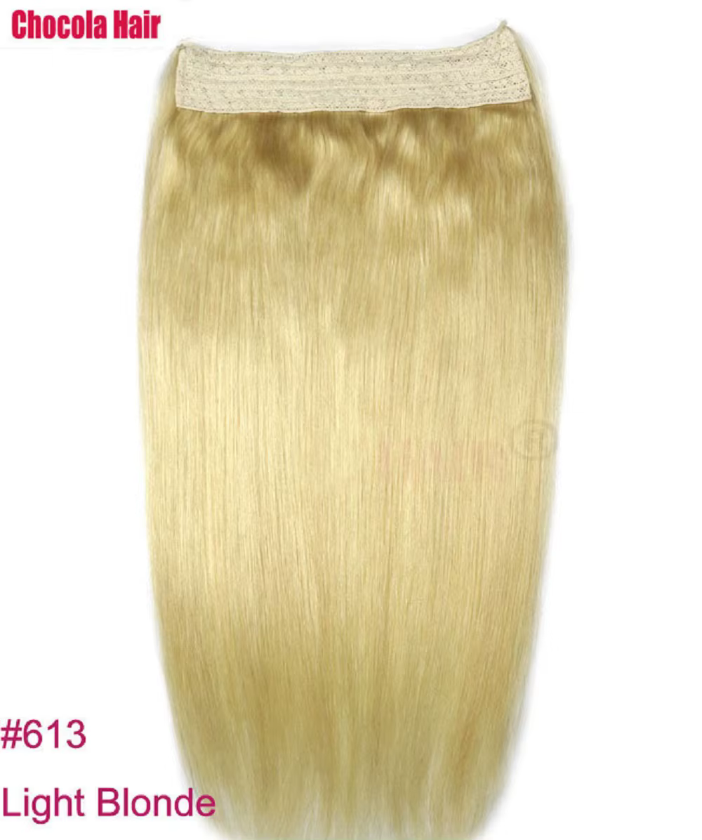 Halo Hair-Extensions de cheveux humains, postiche droite naturelle, fil de cheveux, ligne de poisson